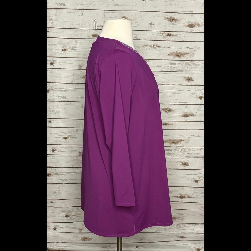Lands' End purple embroidered V-neck tunic Size 1X - Picture 4 of 7